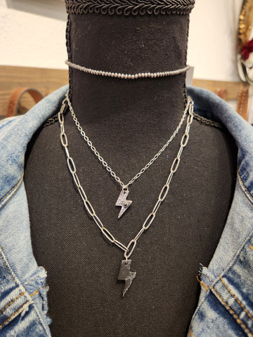 Black Bolt Layered Necklace