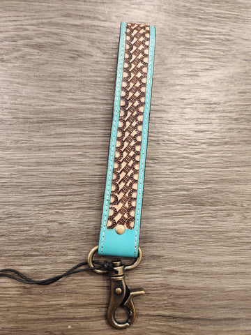 Turquoise Tooled Keychain Wristlet