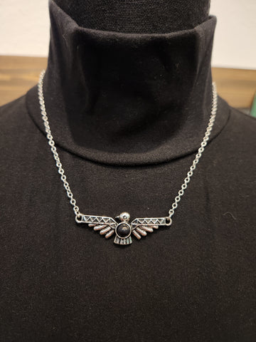 Black Stone Thunderbird Necklace
