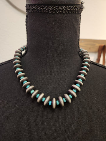 Western Pearl and Turquoise Bead Necklace