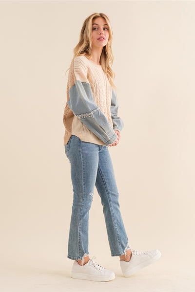 Denim Cable Knit Sweater
