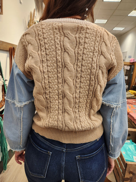 Denim Cable Knit Sweater